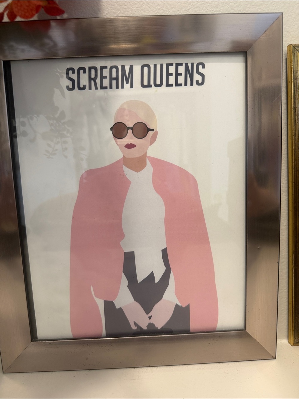 Scream queens print and frame Pink Fashion Illustration Wall Art